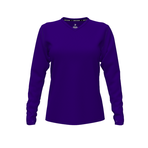 [FTLVPTPP-FYXS-LOGO1] Decker Performance T-Shirt (Female Youth XS, Purple, V Neck, Logo 1, Long Sleeve)